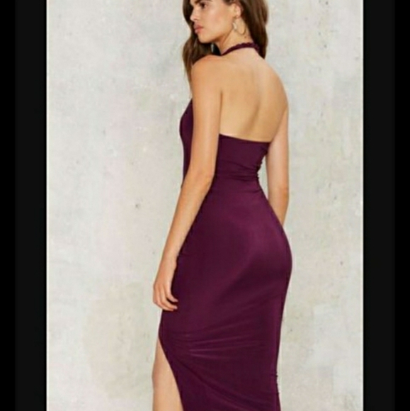 Halter Dress w/ Slit - Picture 4 of 11